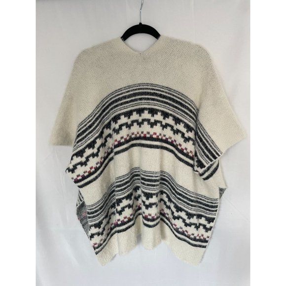 Anthropologie Akemi + Kin Geometric Print Poncho Cardigan OS Ivory NWOT - Picture 4 of 7